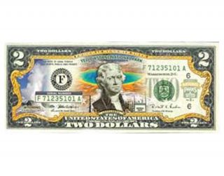 Yellowstone Colorized United States $2 Bill Honoring America ' S National Parks photo