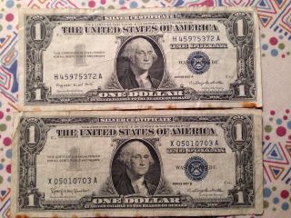 1957 A And B Silver Certificates. photo