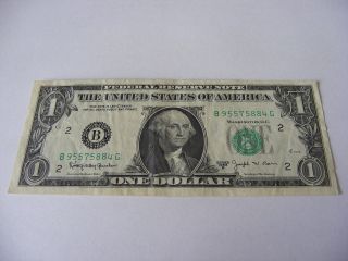 1963 B $1 Uncirculated Federal Reserve Note B 95575884 G Joseph W.  Barr photo