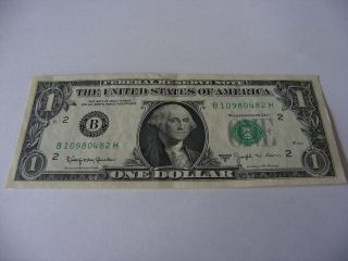 1963 B $1 Uncirculated Federal Reserve Note B 10980482 H Joseph W.  Barr photo
