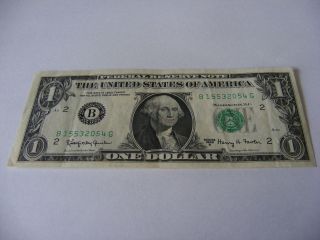 1963 A $1 (kennedy Dollar) Uncirculated Federal Reserve Note B 15532054 G photo