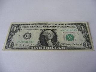 1963 A $1 (kennedy Dollar) Uncirculated Federal Reserve Note B 52050450 D photo