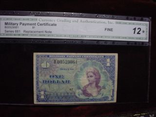 Military Payment Certificate $1 Series 661,  Replacement Note Cga Fine - 12 photo