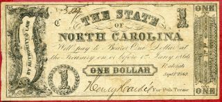 United States (usa) 1 Dollar 1862 F P - S2359  State Of North Carolina photo