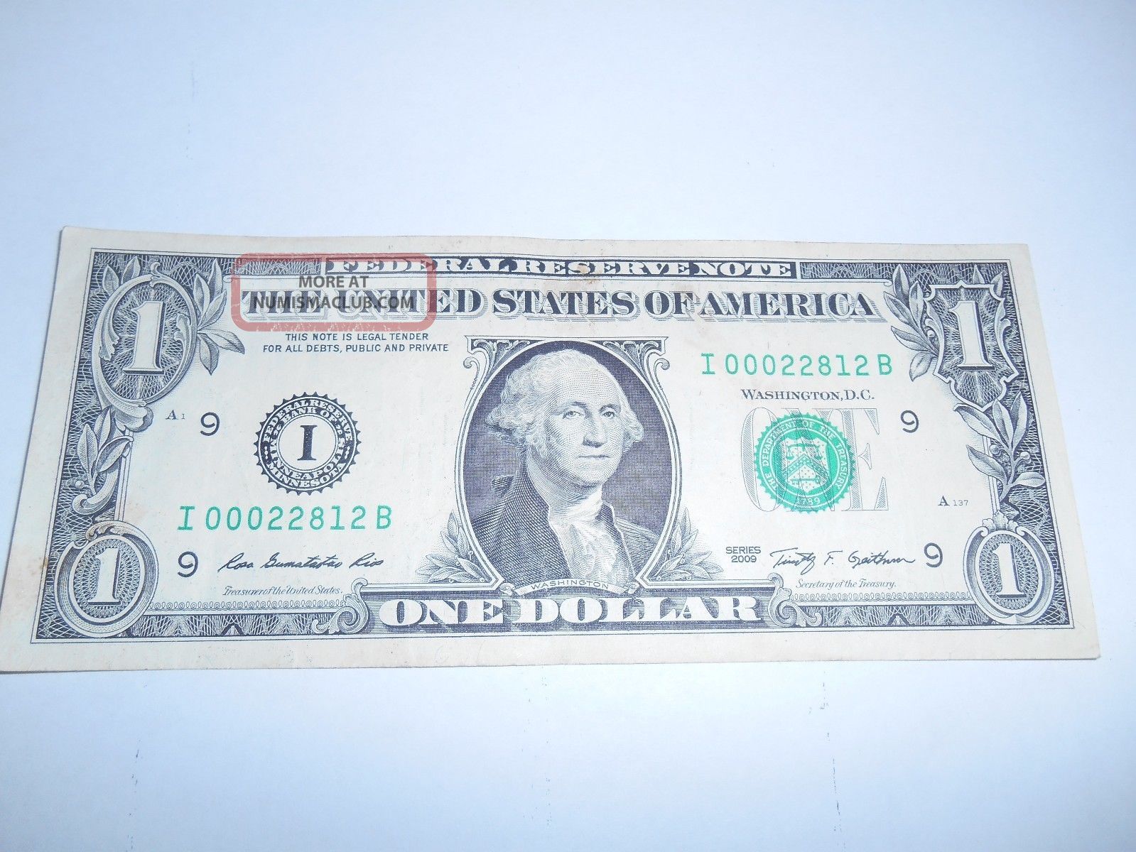 $1.  00 Frn,  2006,  W/low Serial Number I 00022812 B - - Xf/ef - Small Size Notes photo