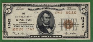 {windham} $5 Tyii The First National Bank Of Windham Ny Ch 12162 Gem Cu photo