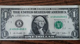 Dollar Bill Repeating Serial Number Wow Fancy Bank Note photo