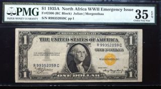1935a North Africa Wwll Emergency Issue $1 Silver Certficate - Pmg 35 Choice Epq photo