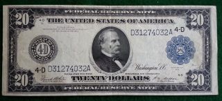 1914 $20 Federal Reserve Note Fr.  979b Cleveland Transportation photo