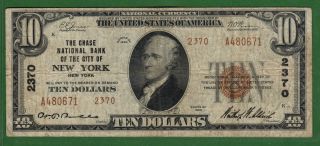 {new York} $10 Tyii The Chase Nb Of The City Of York Ny Ch 2370 Vf photo