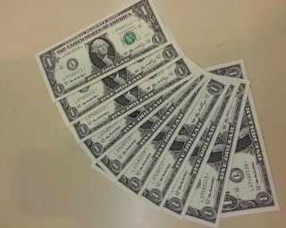 Star Notes.  Ten $1 Bills.  Uncirculated. photo