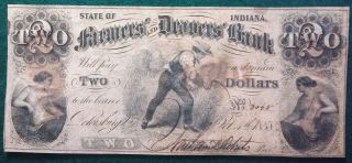 1858 Farmers And Drovers Bank Two - Dollar Note - Petersburg,  Indiana photo