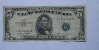 Silver Certificate,  1953 Series B,  Five Dollar Note photo