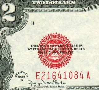 $2 1928 G Red Seal Choice Almost Uncirculated More Currency 4 -) photo