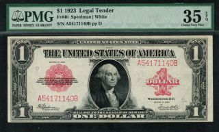 1923 $1 Legal Tender Fr - 40 - Red Seal - Graded Pmg 35epq - Choice Very Fine photo