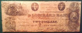 1825 Protection & Lombard Bank Two - Dollar Note - Jersey City,  Jersey photo