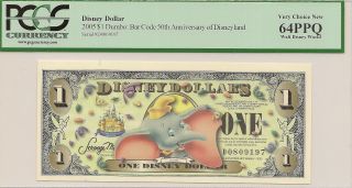 2005 1st Issue W\barcode $1 Dumbo Disney Dollar Pcgs 64ppq D Series Disney Wrld photo