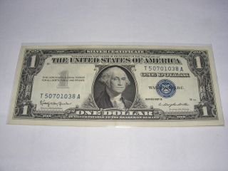 1957 B $1 Silver Certificate Uncirculated (- Crisp) T 50701038 A photo