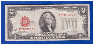 1928f $2 Dollar Bill Old Us Note Legal Tender Paper Money Currency Red Seal F15 photo