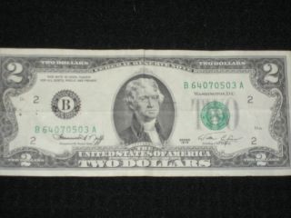 1976 $2 Dollar Bill Serial Number B 64070503 A photo
