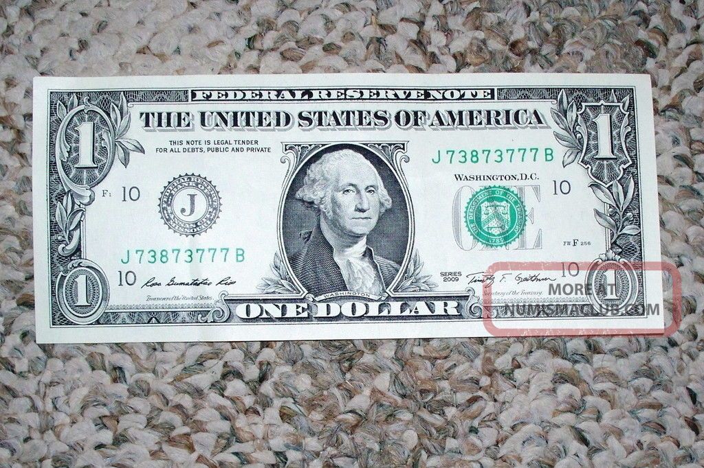 $1 Federal Reserve Note Liars Poker Dollar Bill 73873777 5 - 7 ' S You ' Ll Be Winner Small Size Notes photo