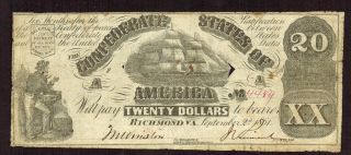 Cs - 18 $20 1861 The Confederate States Of America More Currency 4 Ol photo
