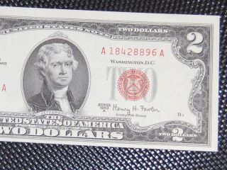 1963 - A U S Paper Money $2.  00 Two Dollar United States Red Seal Bill Unc - Fr 1514 photo