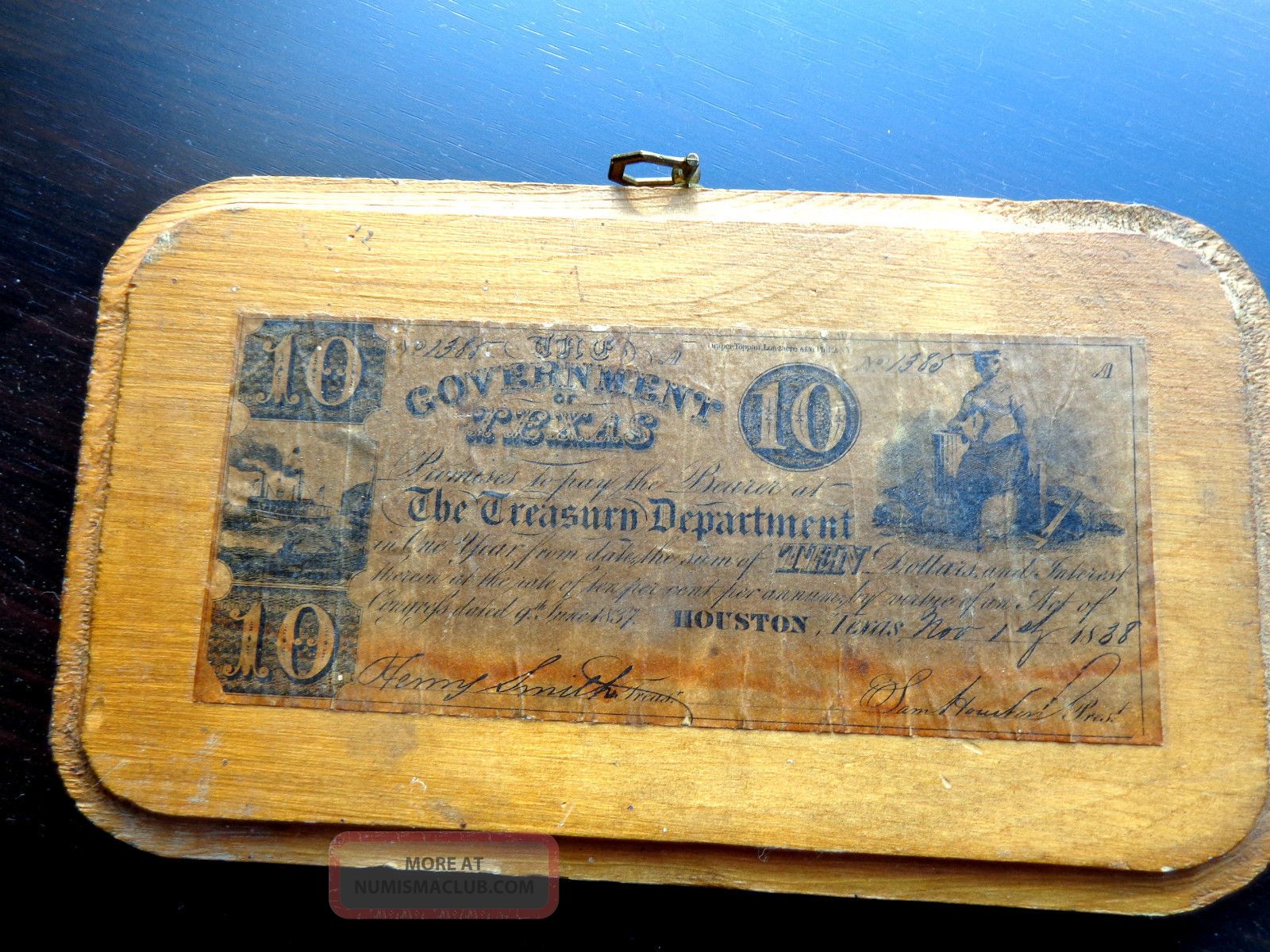 $10 Government Of Texas Money Rare Houston Nov.  1 1838 No.  1385 - Not Replica Paper Money: US photo