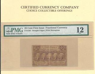 Fr 1281 - 25 Cents Washington Fractional Currency First Issue Pmg Fine 12 photo
