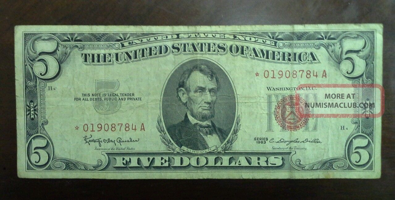 Five Dollar Red Seal Lincoln Notes – 1953 & 1963 Red Certificate Old Currency Paper Money
