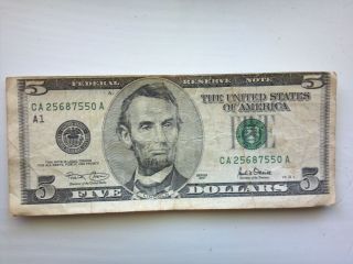 Error $5 Five Dollar Bill,  Misprint / Misaligned / Collector Piece photo