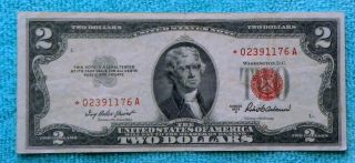1953a $2 Star Red Seal Note A Block Two Dollar Bill - Rs21 photo