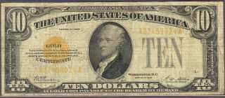 1928a $10 Gold Certificate Very Fine photo