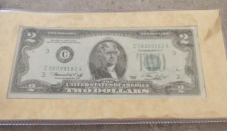 Two - Dollar 1976 Bicentennial Commemorative Bill In Display Wallet photo