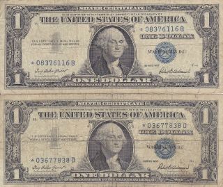 2 F - Vf 1957 $1.  00 Star Note Blue Seal Silver Certificates Old Rare Us Money photo