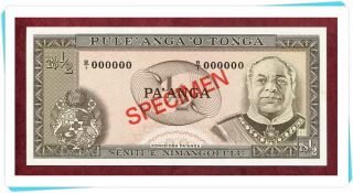 Tonga,  1/2 Pa ' Anga Nd (1974 - 83) Unc P18s Official Specimen W/all Zeroes Ser.  No. photo