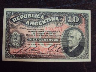 Argentina Banknote Paper Money 10 Centavos 1893 Serie S photo