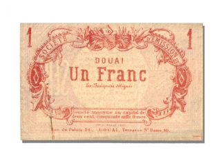 French War Emergency Issues,  Société D ' Emission,  1 Franc,  Douai photo