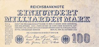 1923 - Germany 100 Million Mark Banknote - Rare Note photo