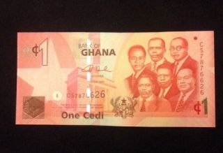 Ghana Unc 1 Cedis 2007 Banknote World Currency Paper Money photo