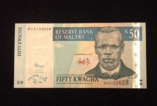 Malawi Unc 50 Kwacha 2011 Banknote World Currency Paper Money photo