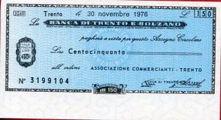 Banca Di Trento E Bolzano 150 Lire 1976 Unc photo