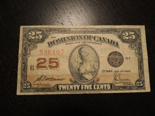 1923 Dominion Of Canada Shinplaster 0.  25 Cents Paper Mccavour Saunders 536107 photo