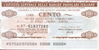 Istituto Centrale Delle Banche Popolari Italiane 100 Lire 1977 Unc photo