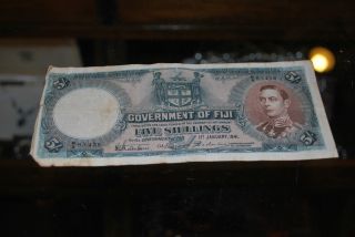 Fiji 5 Shillings 1941 George Vi Banknote photo