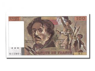 French Paper Money,  100 Francs Type Delacroix photo