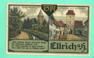 Germany Ellrich 75 Pfg.  1921 Notgeld Unc Gem 022306 photo