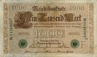 Germany 1000 Mark 1910 Nr5126904c photo