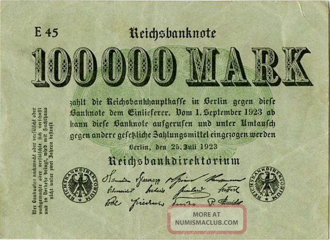 Germany 100. 000 Mark 1923 E45 0000237