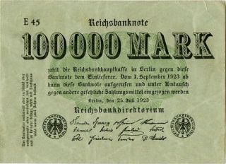 Germany 100.  000 Mark 1923 E45 0000237 photo